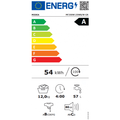 MIDEA MF200W120WB Πλυντήριο Ρούχων 12kg MIDEA MF200W120WB Πλυντήριο Ρούχων 12kg